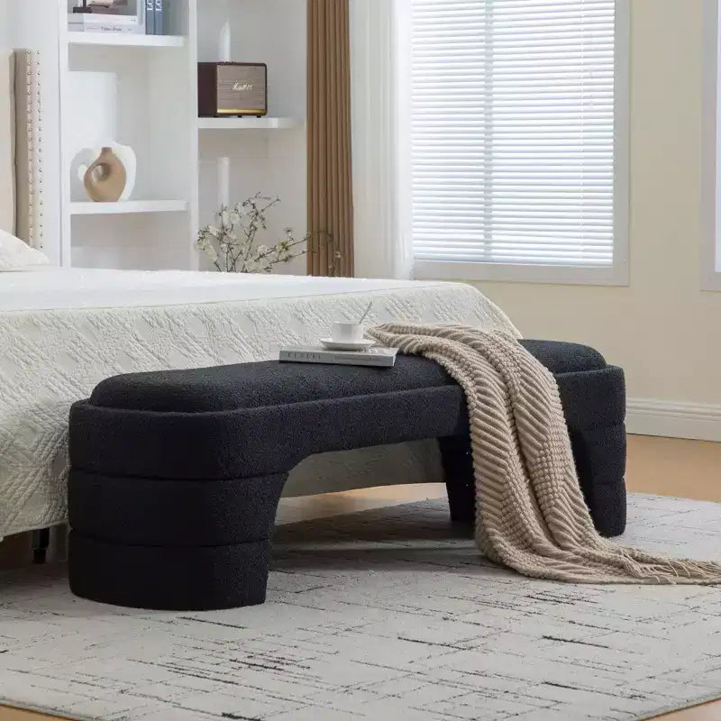 ModernLuxe Upholstered Bench Padded Bed End Bench Minimalist Ottoman Entryway Bench Footstool