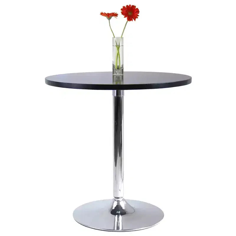 Table à manger ronde avec piètement en métal Bois/Noir