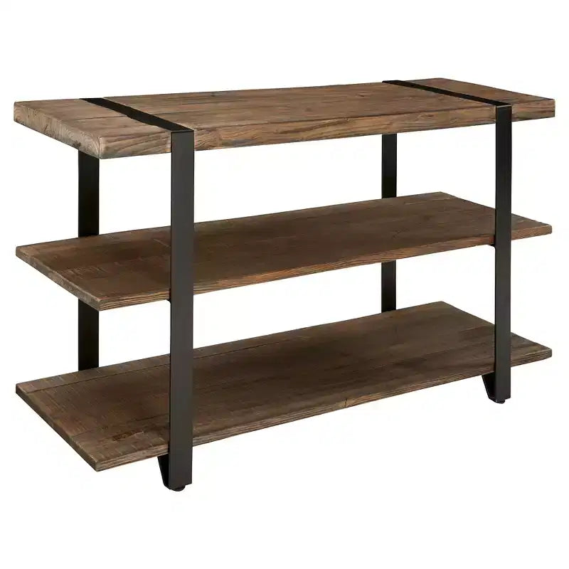 Modesto Wide TV Stand: Rustic Media Console with Fixed Shelves - Alaterre Furniture