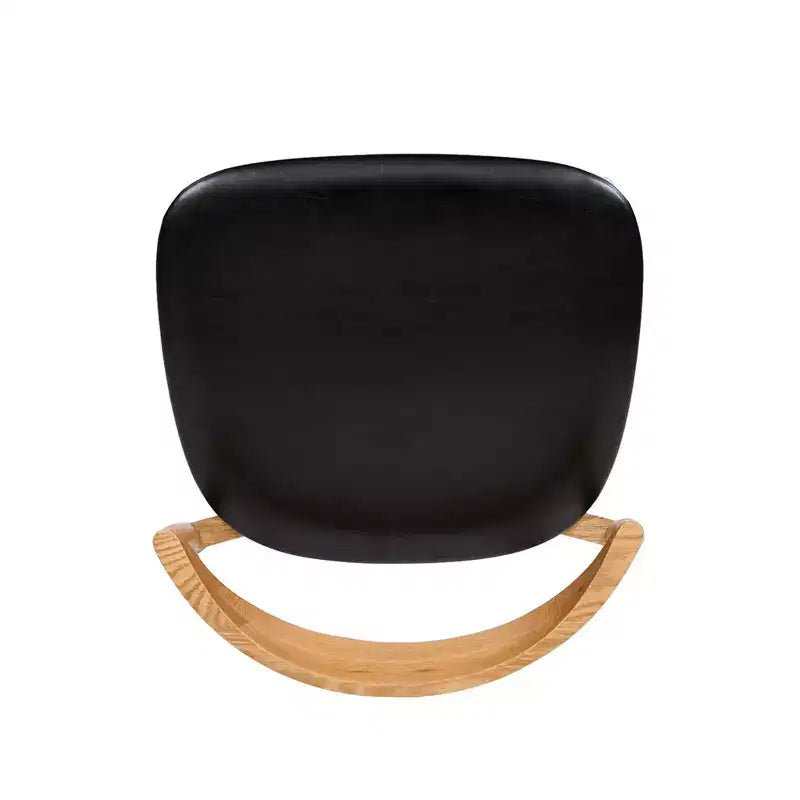 Chaise de salle à manger empilable en chêne sculpté de 20,5 po, revêtement en similicuir brun naturel chaud et noir
