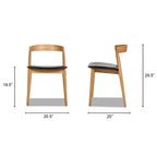 Chaise de salle à manger empilable en chêne sculpté de 20,5 po, revêtement en similicuir brun naturel chaud et noir