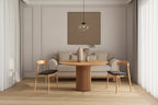 Chaise de salle à manger empilable en chêne sculpté de 20,5 po, revêtement en similicuir brun naturel chaud et noir