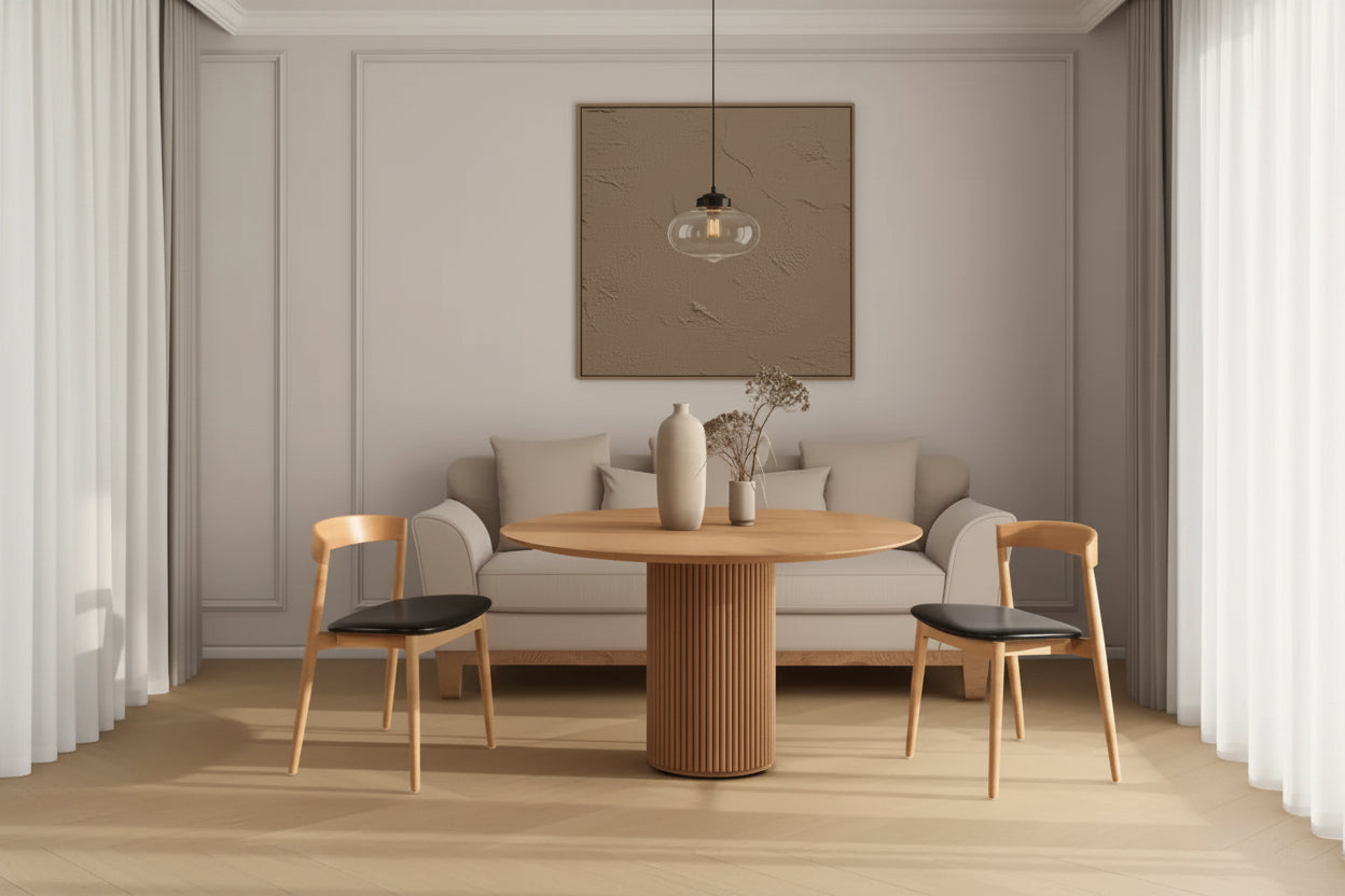 Chaise de salle à manger empilable en chêne sculpté de 20,5 po, revêtement en similicuir brun naturel chaud et noir