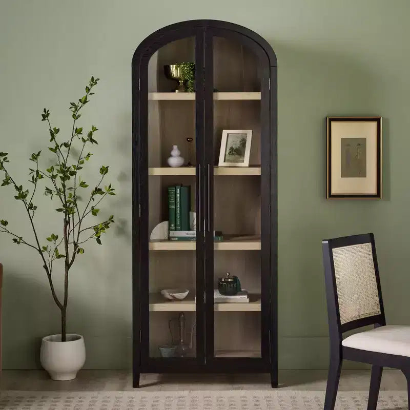Saracina Home 76" 5 Shelf Arched Bookcase Cabinet