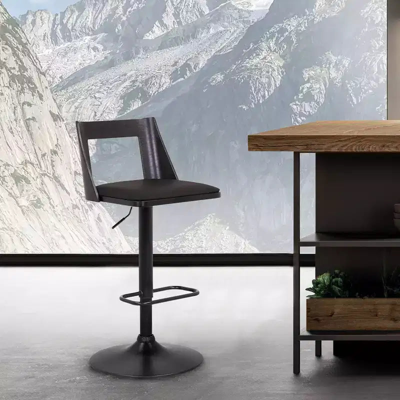 Tabouret de bar réglable pivotant en similicuir et métal