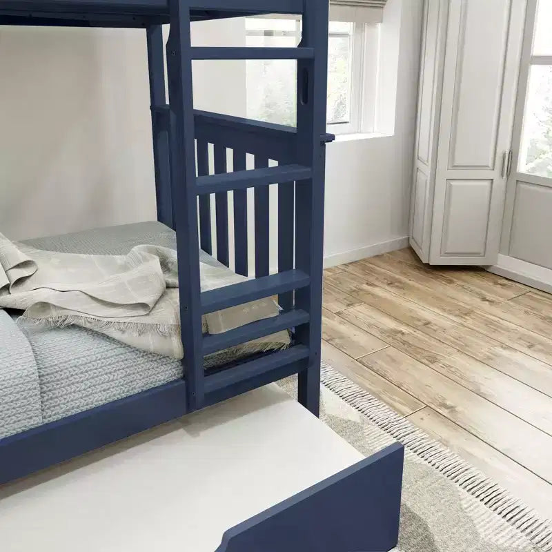 Lits superposés jumeaux en bois massif avec lit gigogne de rangement pour adultes/enfants