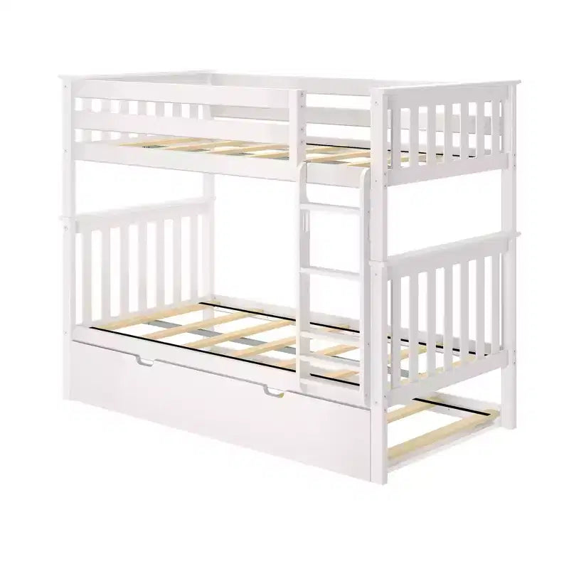Lits superposés jumeaux en bois massif avec lit gigogne de rangement pour adultes/enfants