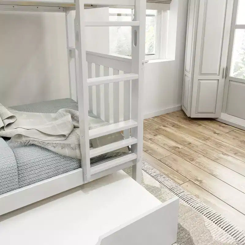 Lits superposés jumeaux en bois massif avec lit gigogne de rangement pour adultes/enfants