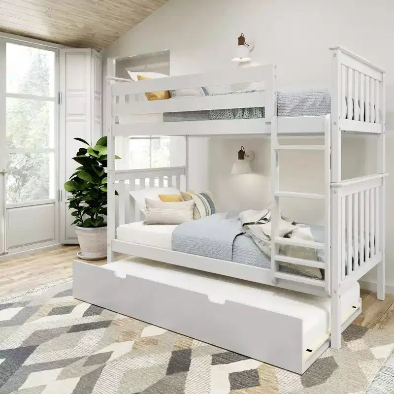 Plank+Beam Solid Wood Twin over Twin Bunk Bed with Storage Trundle for Adults/Kids